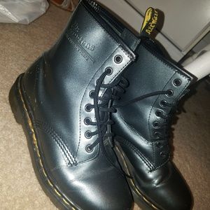 Gray/silver Dr.Martens boots